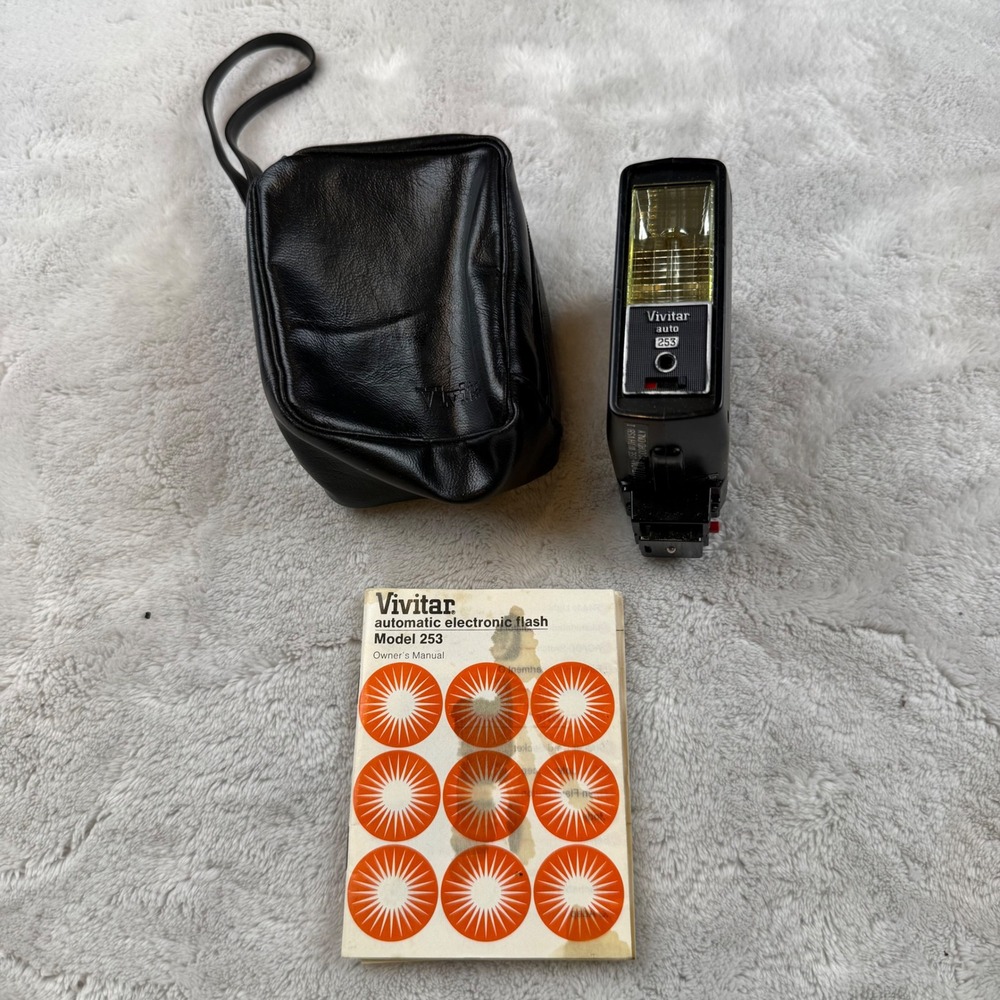 Vivitar Auto Electronic Flash Model 253‎ Camera Photography with Case Manual